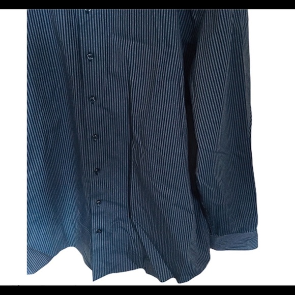 DENVER HAYES Non Iron Pinstripe Shirt With Long Sleeves Navy Blue Size 2XL - Picture 6 of 7